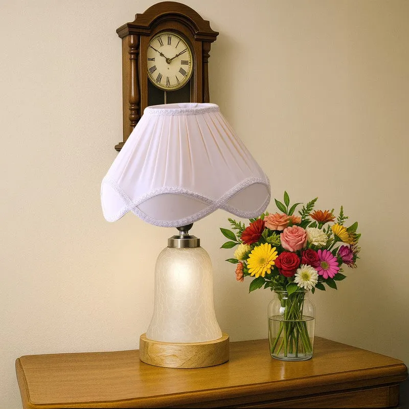 Zoravelle Arc Pleated Wooden Table Lamp - White media 4