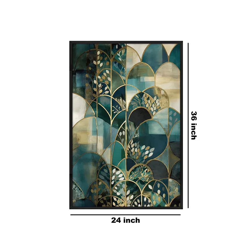 Framed floral abstract wall painting shown on a plain white background