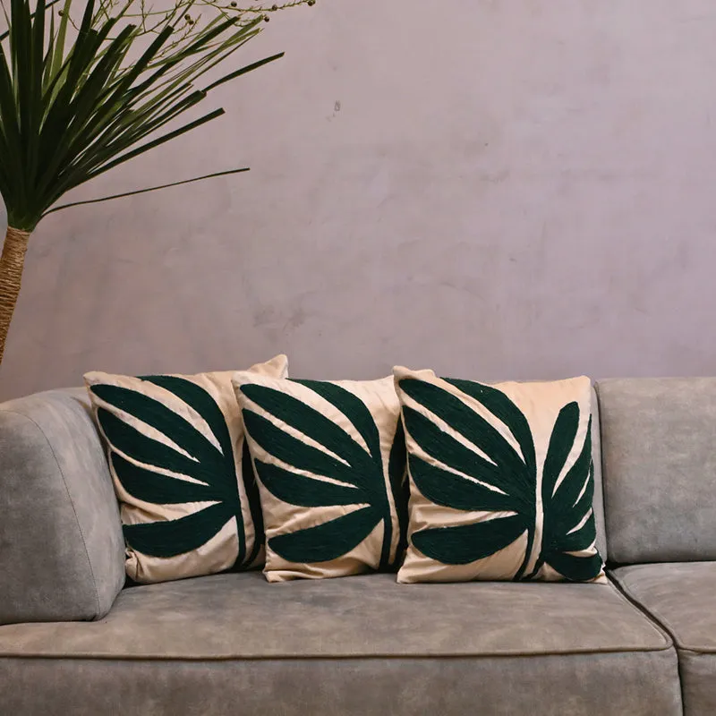 Monochrome Fronds Tufted Cushion Cover (Black & White) - Set Of Three media 1