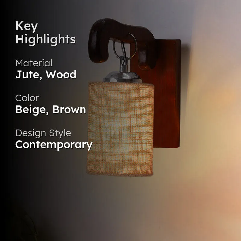 Klarion Jute & Wooden Wall Lamp - Beige media 2