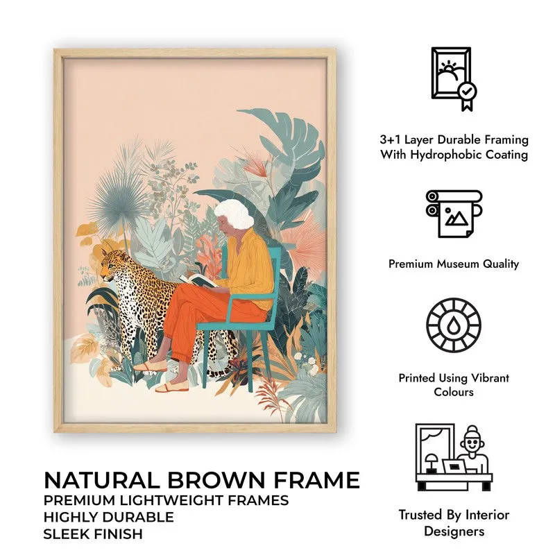 Solitude Safari Canvas Wall Painting - Brown Frame media 10