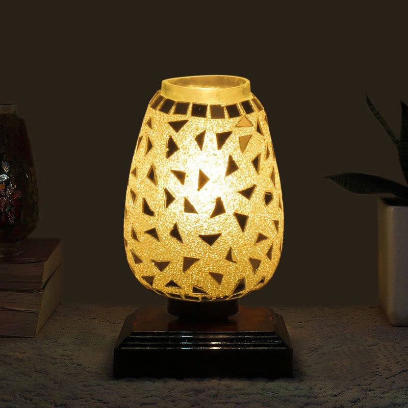 Orvella Mosaic Glass Table Lamp With Wooden Base
