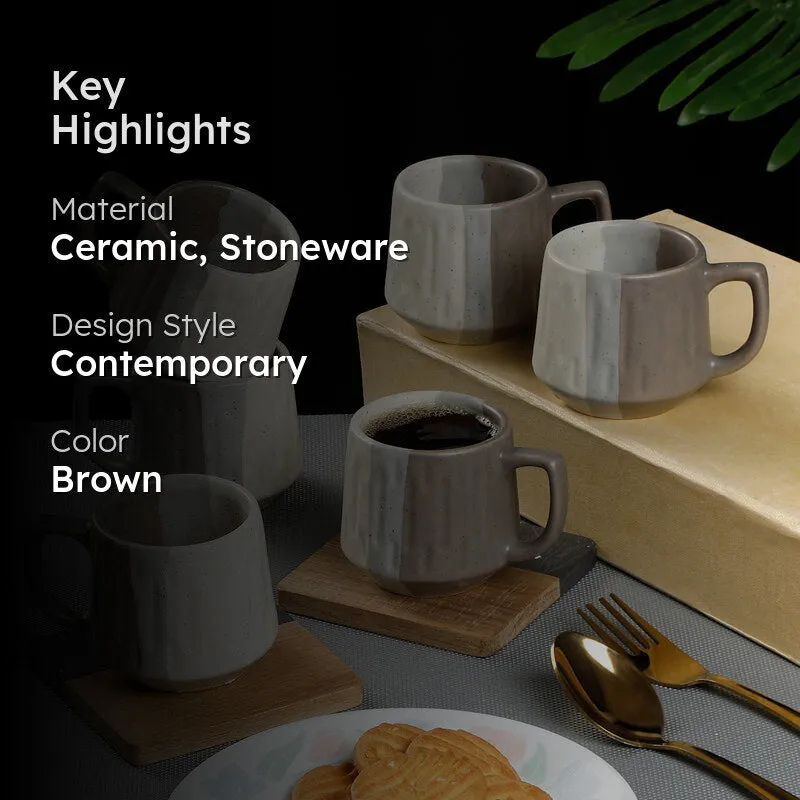 Rustic Ceramic,Stoneware Tea Cup (120 mL Each) - Set Of Six media 2