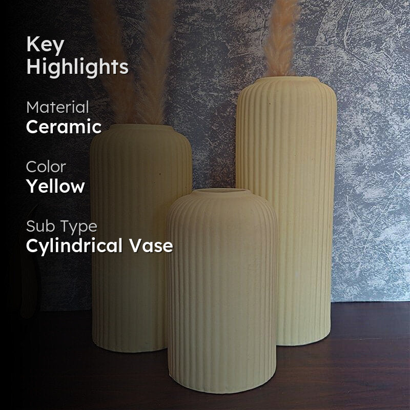 Pasha Ceramic Vase (Yellow) - Set Of Three media 2