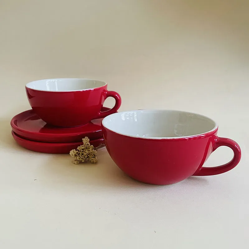 Elegant Red Cup & Saucer (240 mL Each) - Set of Two media 1