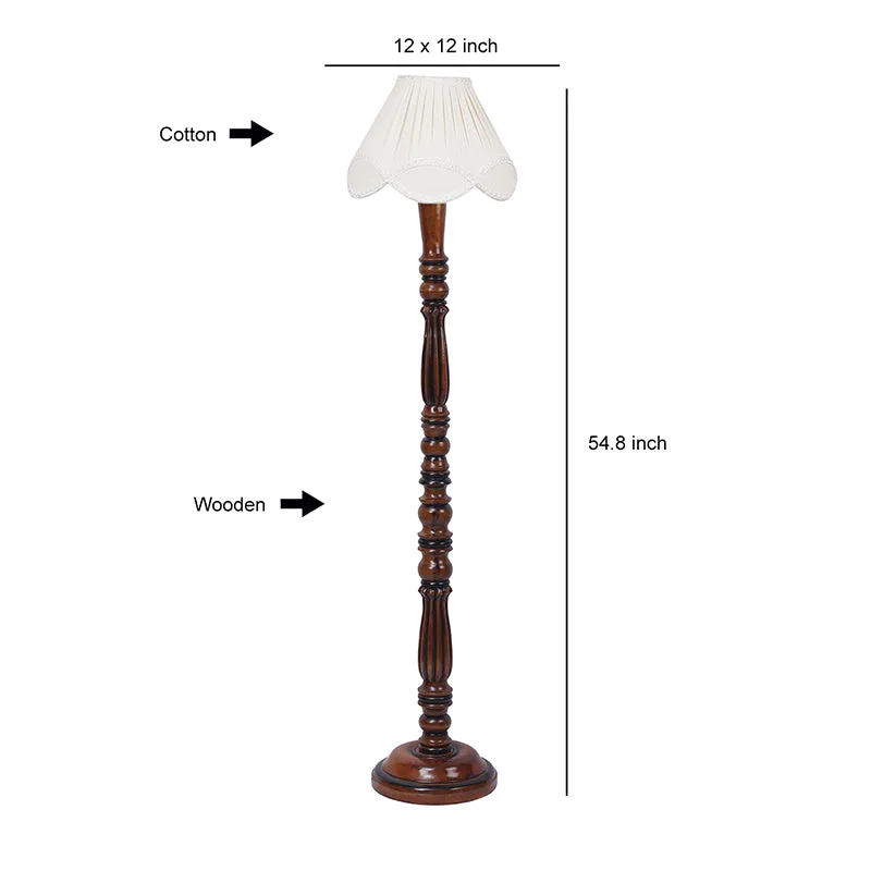 Krida Vintage Wave Wooden Floor Lamp - Off-White media 9