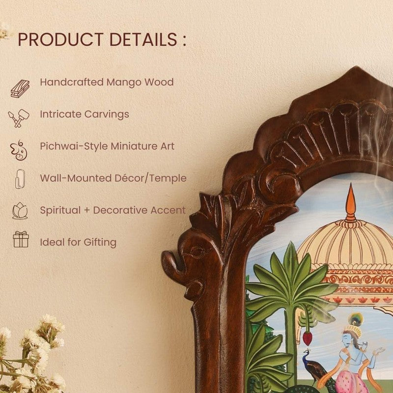 Lord Krishna Mango Wood Wall Accent media 3