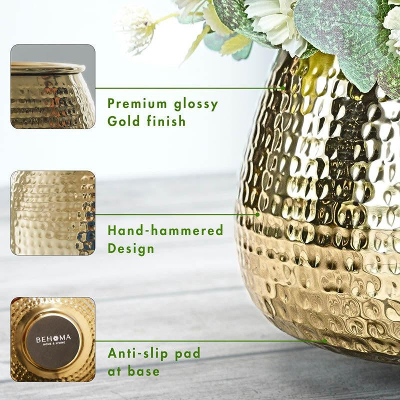 Classic Hammered  Planter - Gold media 3