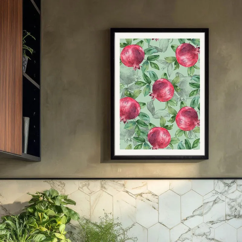 Blush Pomegranate Archival Canvas Wall Art - Black media 3