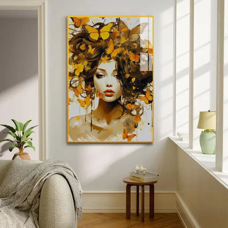 Crown Of Wings Modern Canvas Wall Art With Frame - Gold media 1