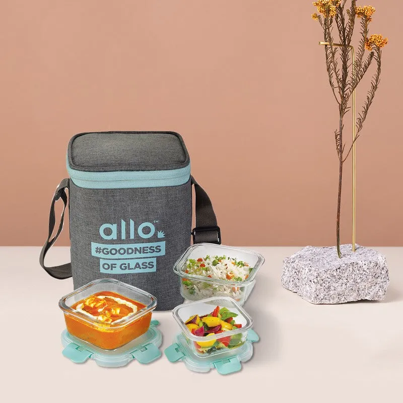 Crunty Leak Proof Glass Lunch Box with Bag- Set of Three media 3
