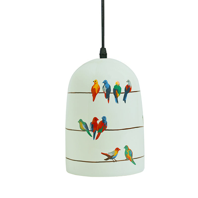 Perch & Glow Hand Painted Glass Hanging Lamp image 4