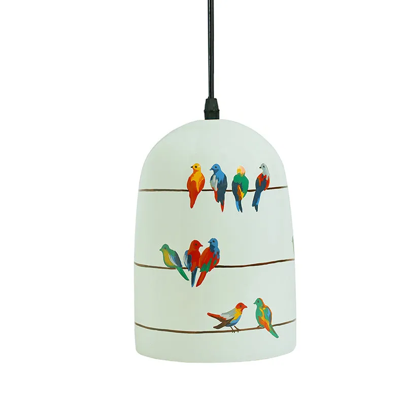 Perch & Glow Hand Painted Glass Hanging Lamp media 4