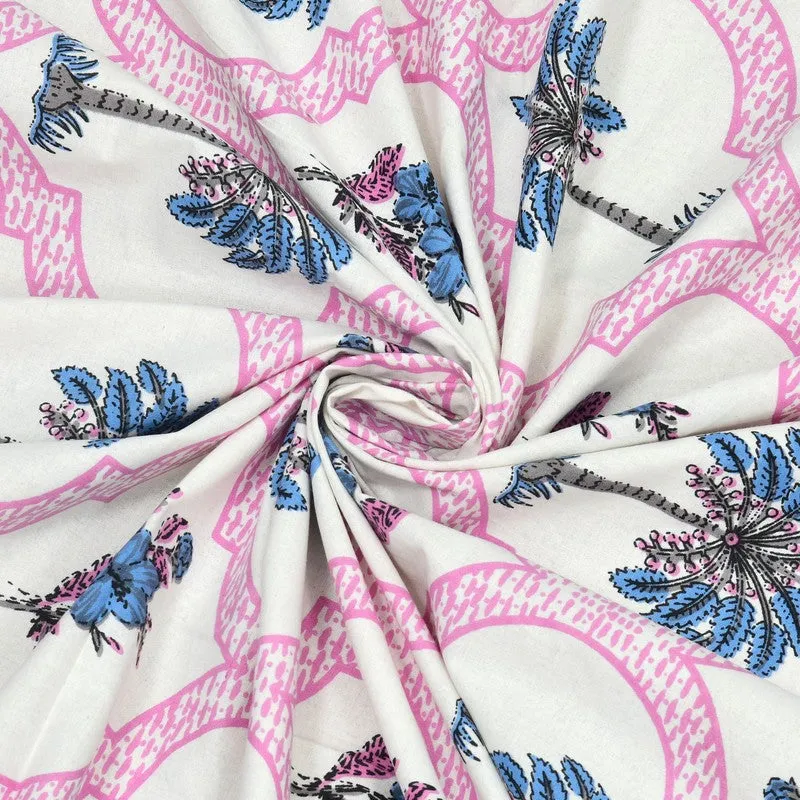 Desion Cotton Bedsheet (White,Green,Pink) - 240 TC media 5