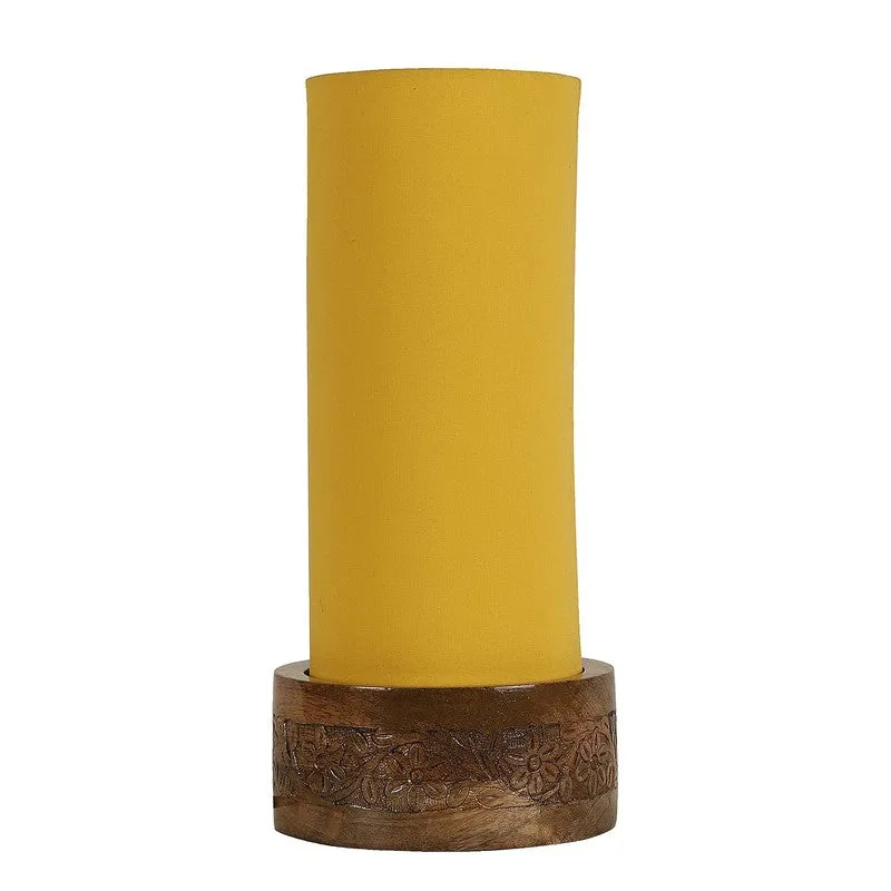Divanae Cotton Table Lamp With Wooden Base - Yellow media 5