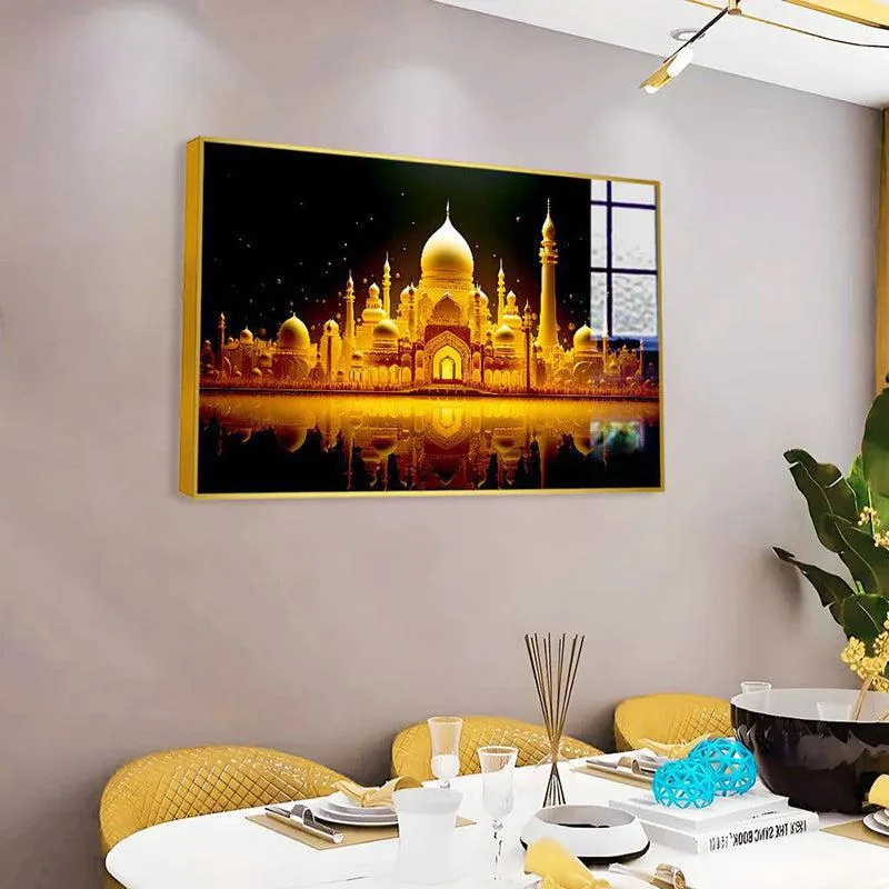 Mughal Palatial Glow Modern Canvas Wall Art With Frame - Gold media 4