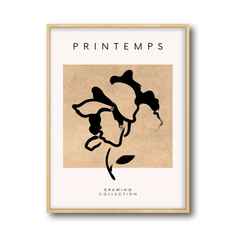 Petaline Canvas Wall Painting With Brown Frame media 3