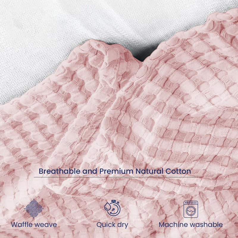 Urban Space Waffle Cotton Blanket (Blush Pink) - 250 GSM media 5