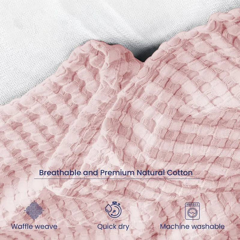Urban Space Waffle Cotton Blanket (Blush Pink) - 250 GSM media 5