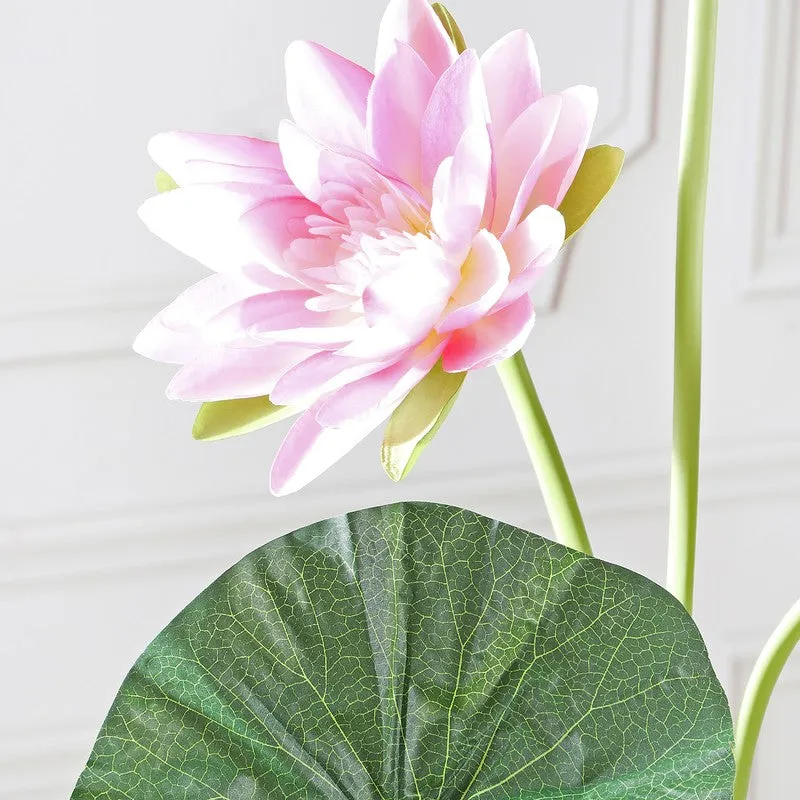 Lotus Bloom Stem with Leaves - Pink media 7