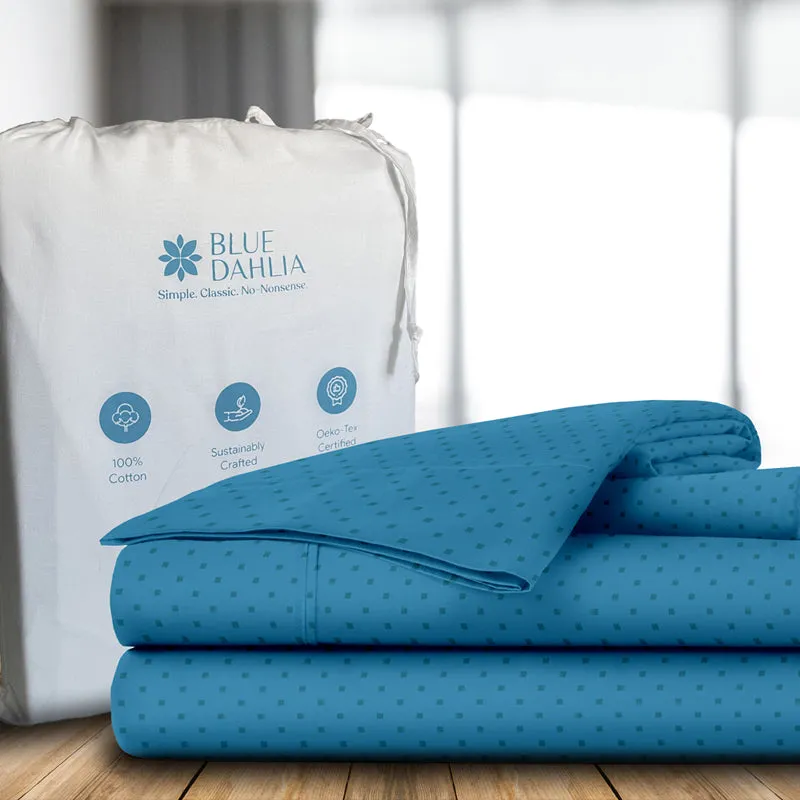 Swiss Dot Fitted Cotton Bedsheet (Azure Blue) - 500 TC media 6