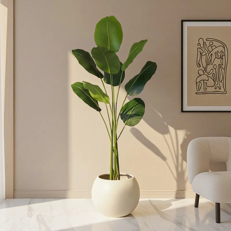 Verdelis Artificial Banana Plant With Black Fiber Pot - 4.8 Feet media 1