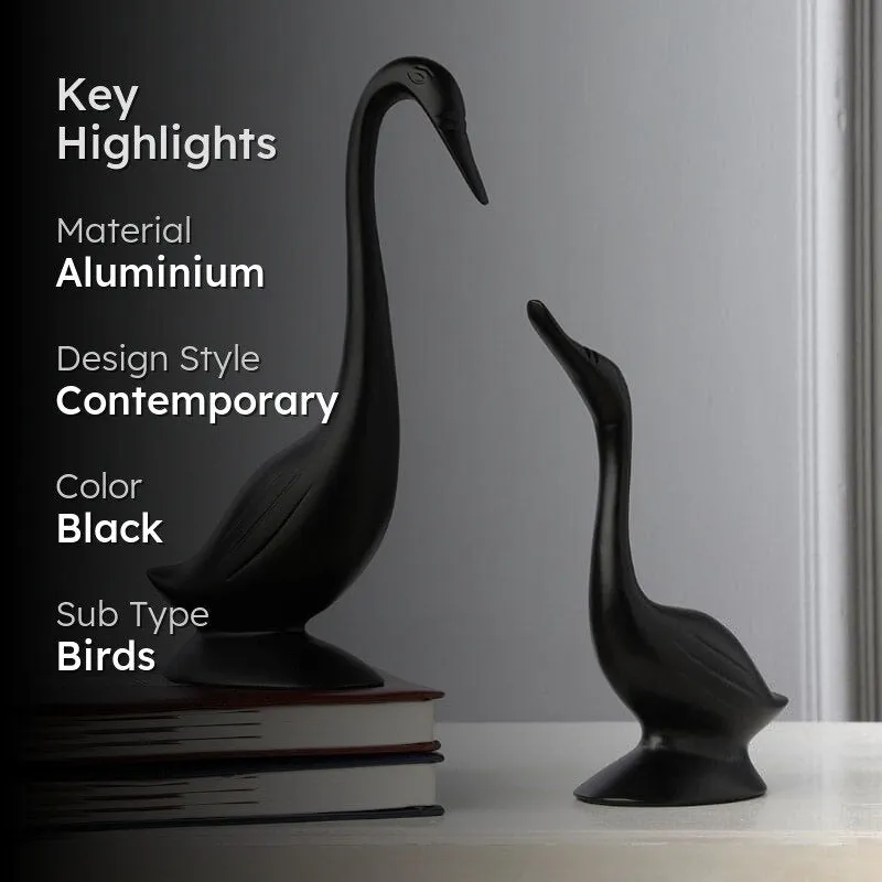 Swan Darling Showpiece (Black) - Set Of Two media 2