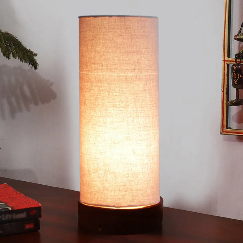 Jaala Tower Wooden Table Lamp - Grey,Brown media 1