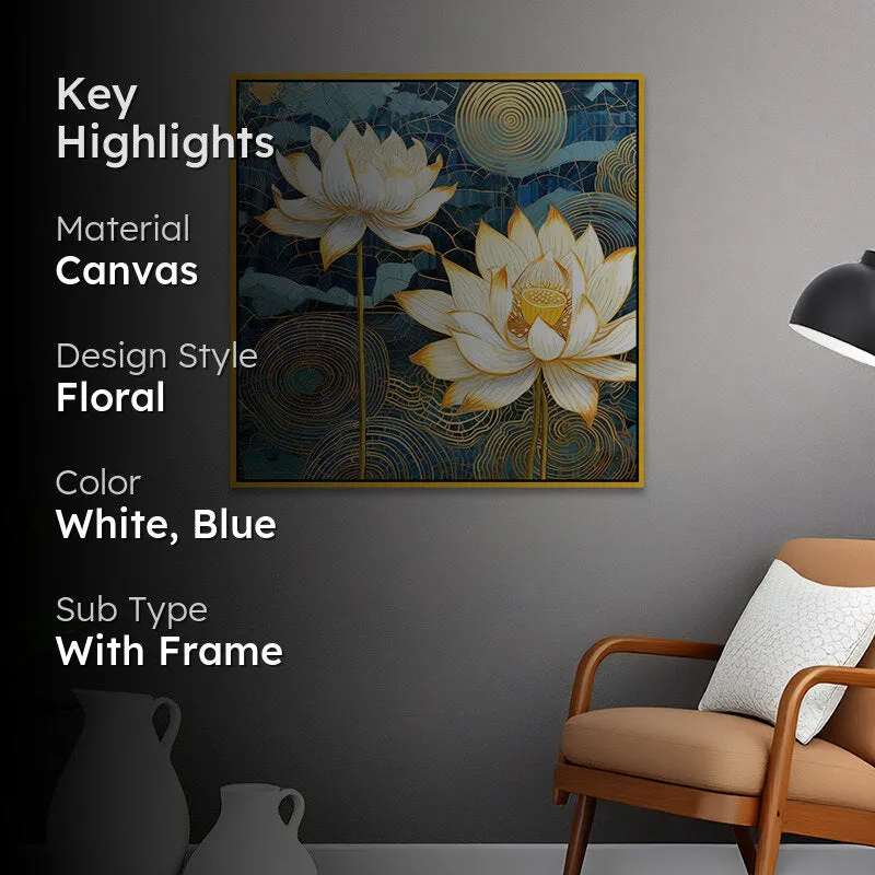 Shwetha Padma Canvas Wall Painting With Frame - Gold media 2