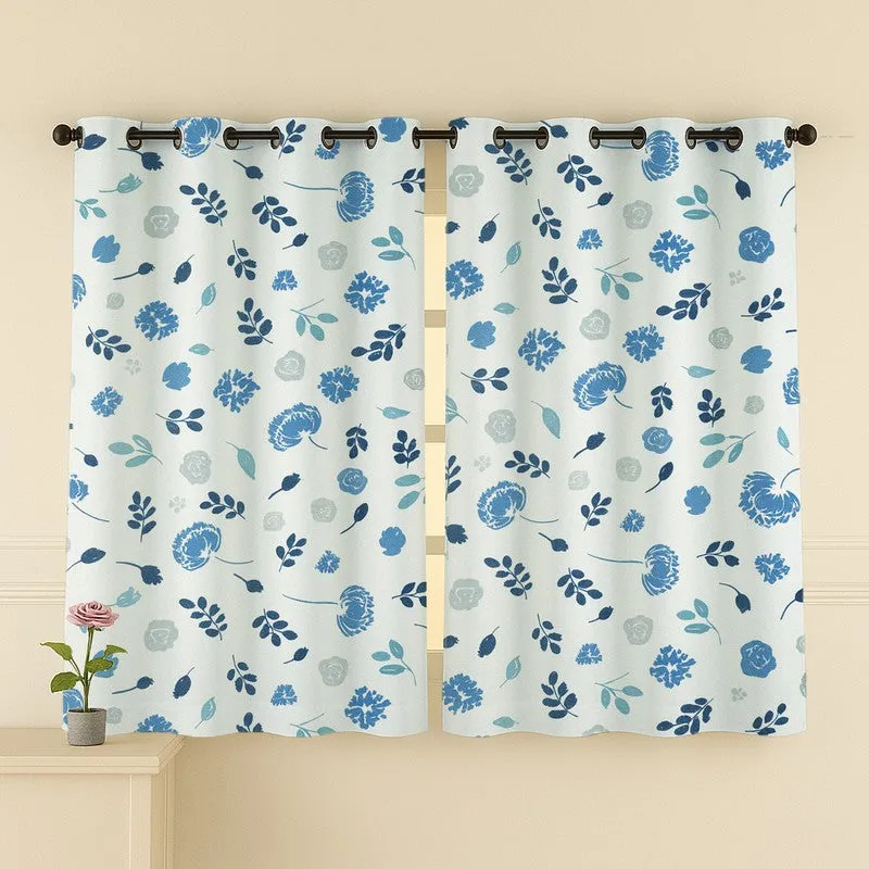 BloomSpry Cotton Curtains (blue,grey) - Set Of Two media 4