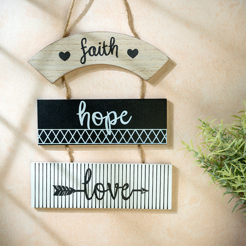 Faith,Hope,Love Wooden Wall Accent
