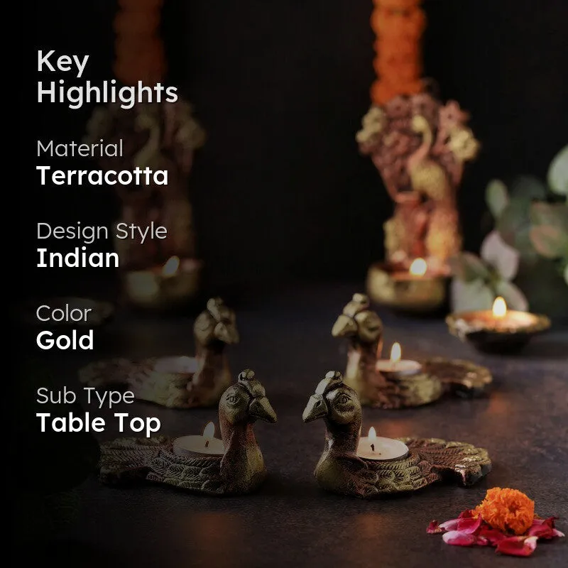 Neck Peacock Tea Light Holder - Set Of Four media 2