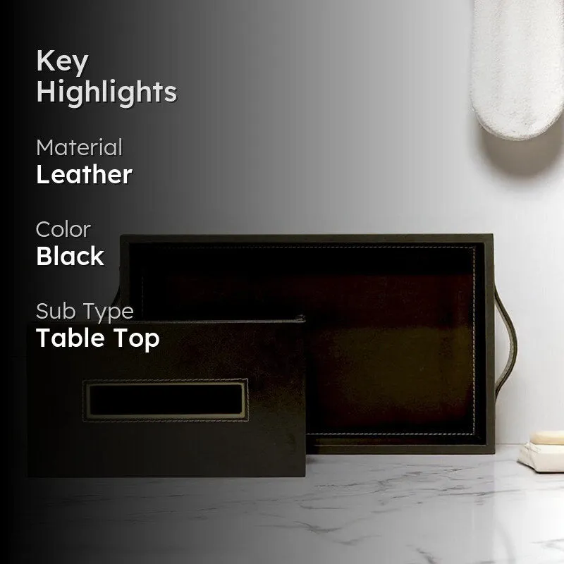 Aveline II Faux Leather Tray With Tissue Holder - Two Piece Set media 2
