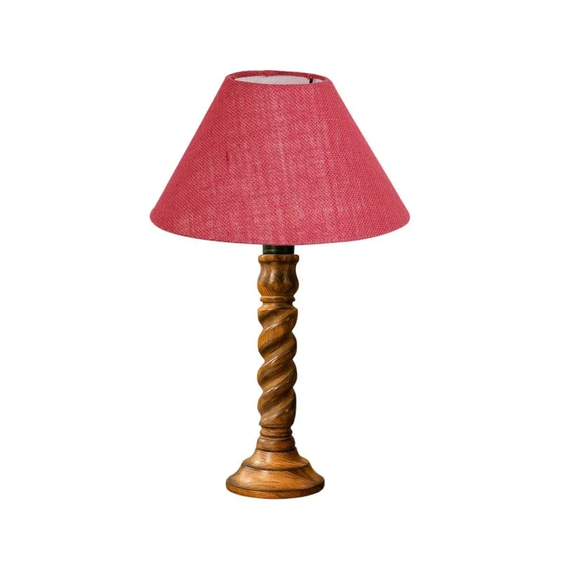 Elvane Zylo Wooden Table Lamp - Pink media 5
