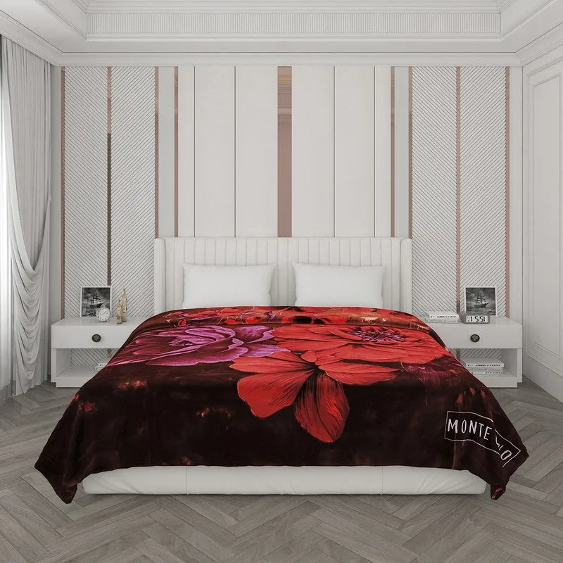 Monte Carlo Crimson Bloom Blanket (Brown,Red) - 1000 GSM media 3