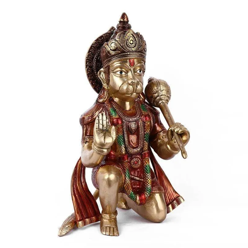 Sitting Hanuman Brass Idol media 4