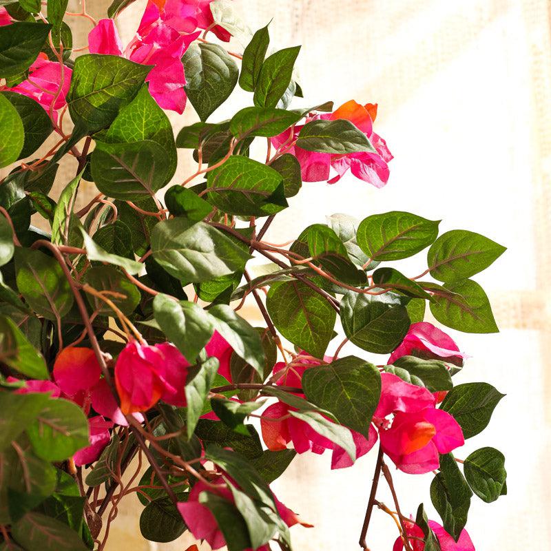 Artificial Realistic Bougainvillea Bonsai Tree With Black Plastic Pot - 3 Feet media 7