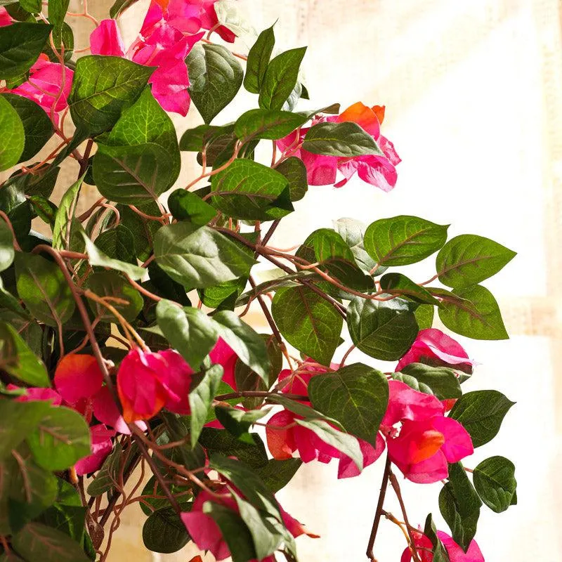 Artificial Realistic Bougainvillea Bonsai Tree With Black Plastic Pot - 3 Feet media 7