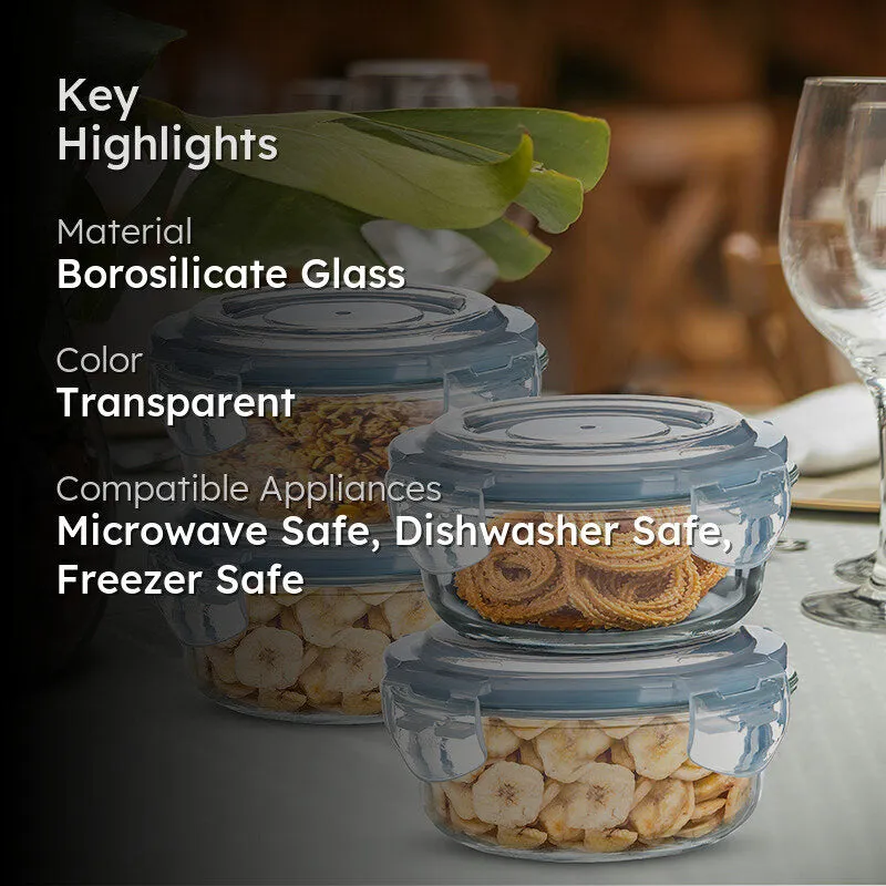 Bergner Glass Guard Airtight Glass Tiffin Box (Blue/400 mL) - Set Of Four media 2