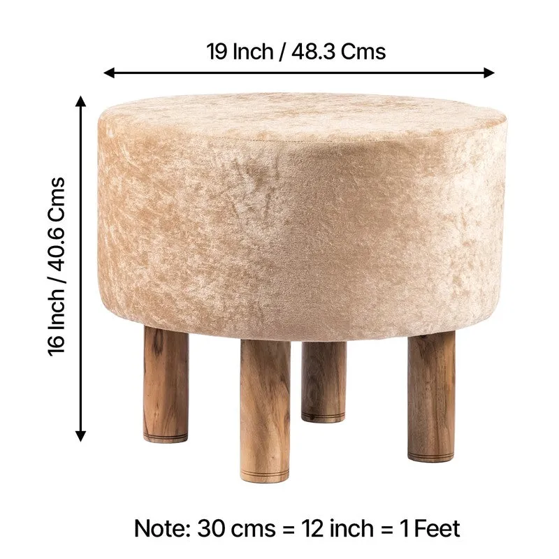 Overix Acacia Wooden Ottomans - Beige media 10