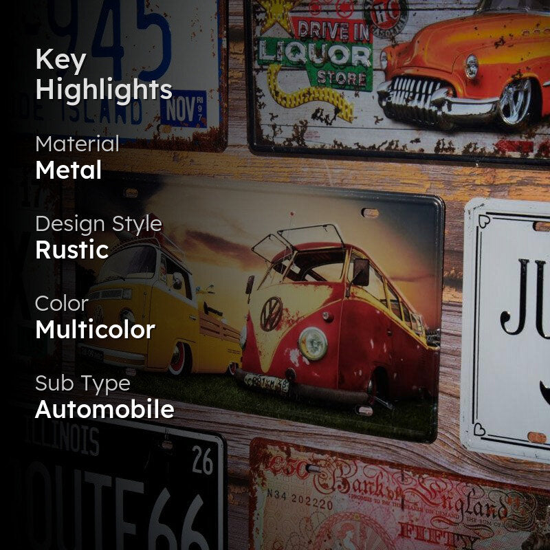 Volkswagen Bus Sign Plate Metal Wall Accent media 2