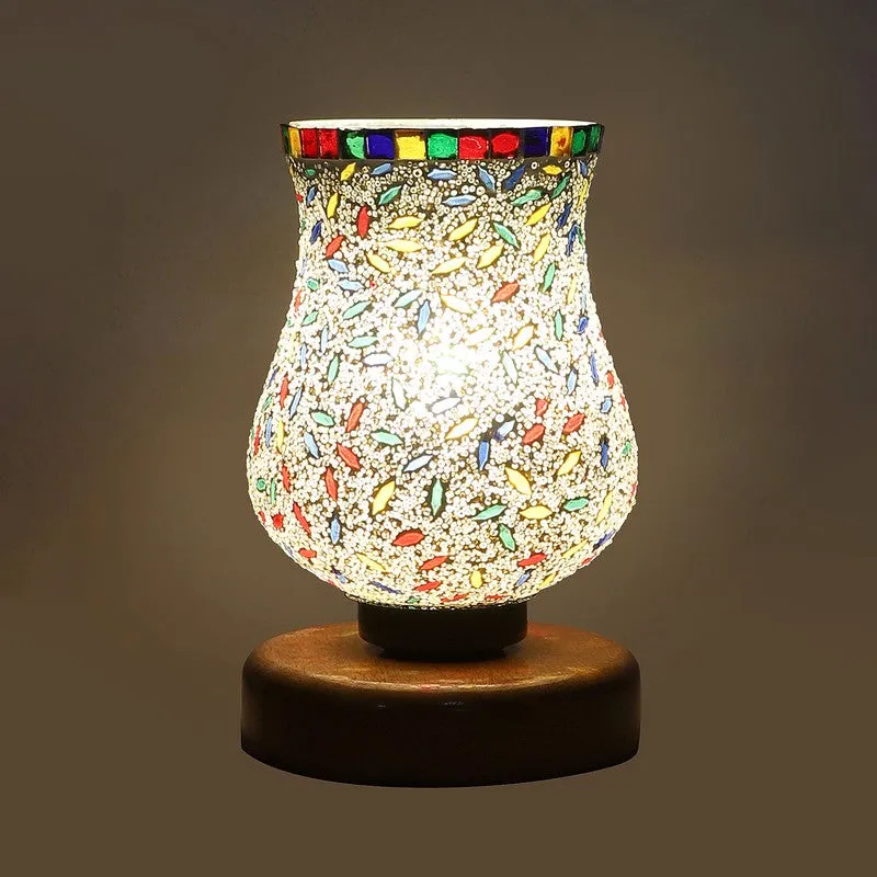 Glow Mosaic Glass Table Lamp With Wooden Base - Multicolor media 6