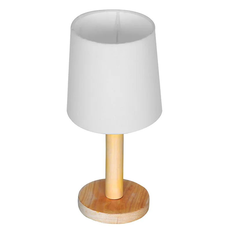 Serafine and Wood Fabric Table Lamp - White,Brown media 4