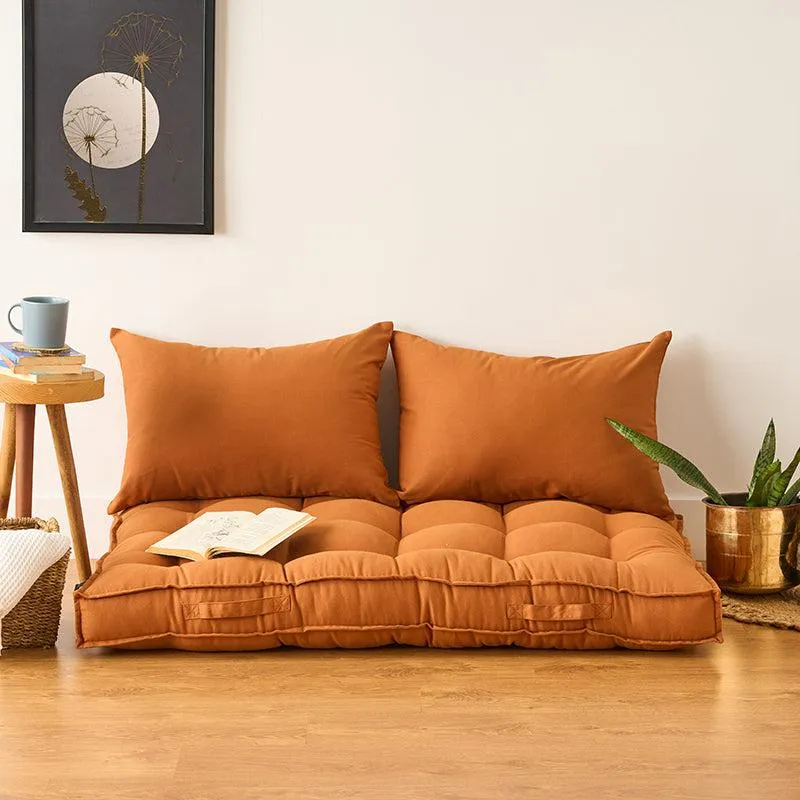 Plushport Solid Cotton Floor Cushion - Brown media 1