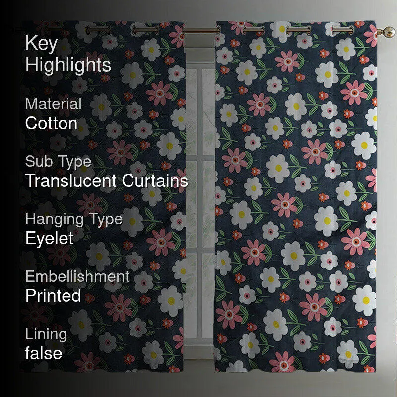 Anas Floral Cotton Curtain - Set Of Two media 2