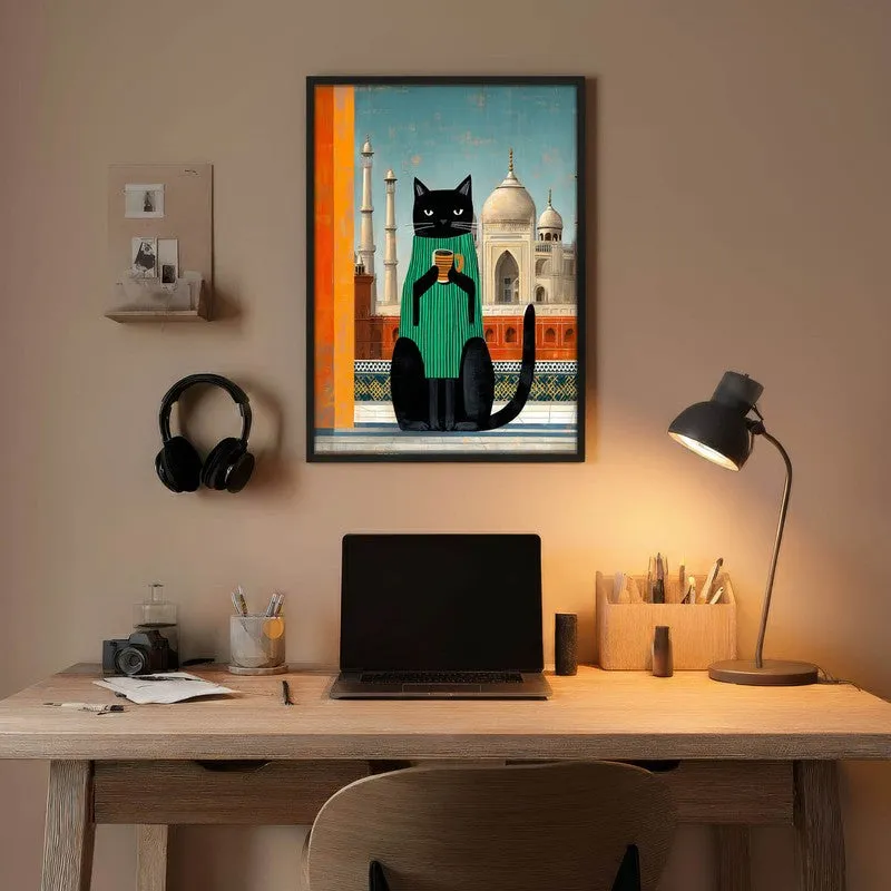 Odyssey Cat Wall Painting With Frame media 5