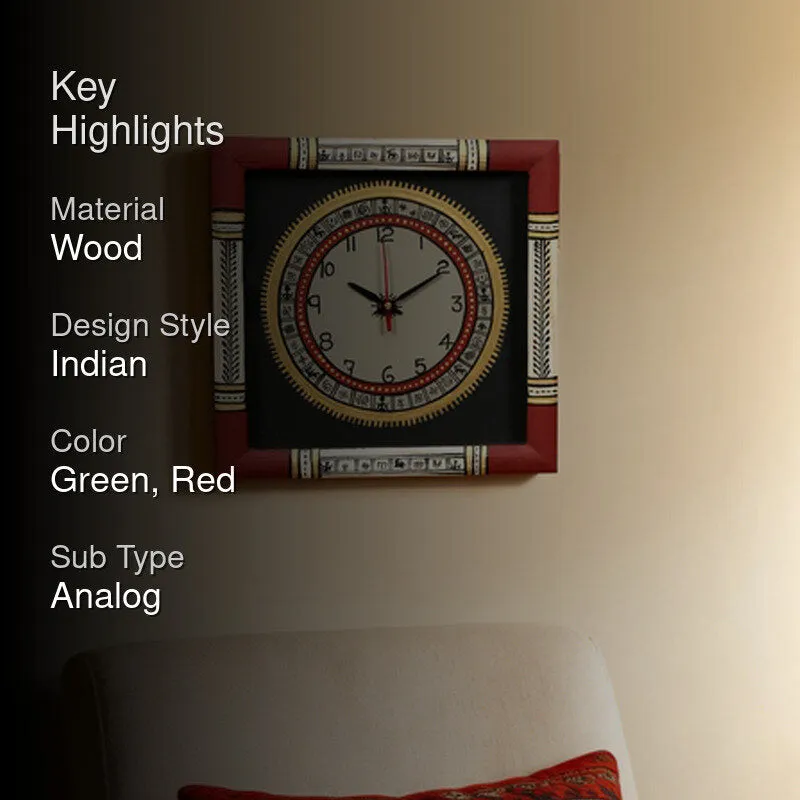 Imeya Warli Tribal Wooden Wall Clock media 2