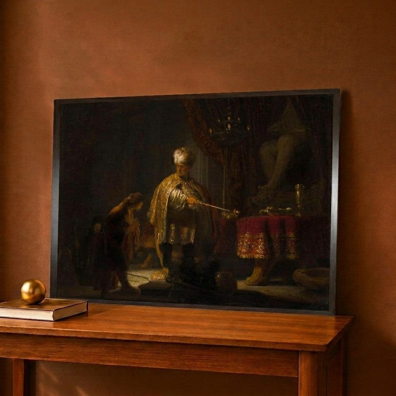 Daniel and Cyrus before the Idol Bel 1633 Canvas Wall Painting - 12 x 9 Inches