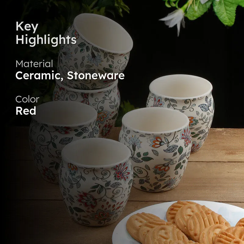 Botanical Handcrafted Ceramic Kulhad (220 mL) - Set Of Six media 2