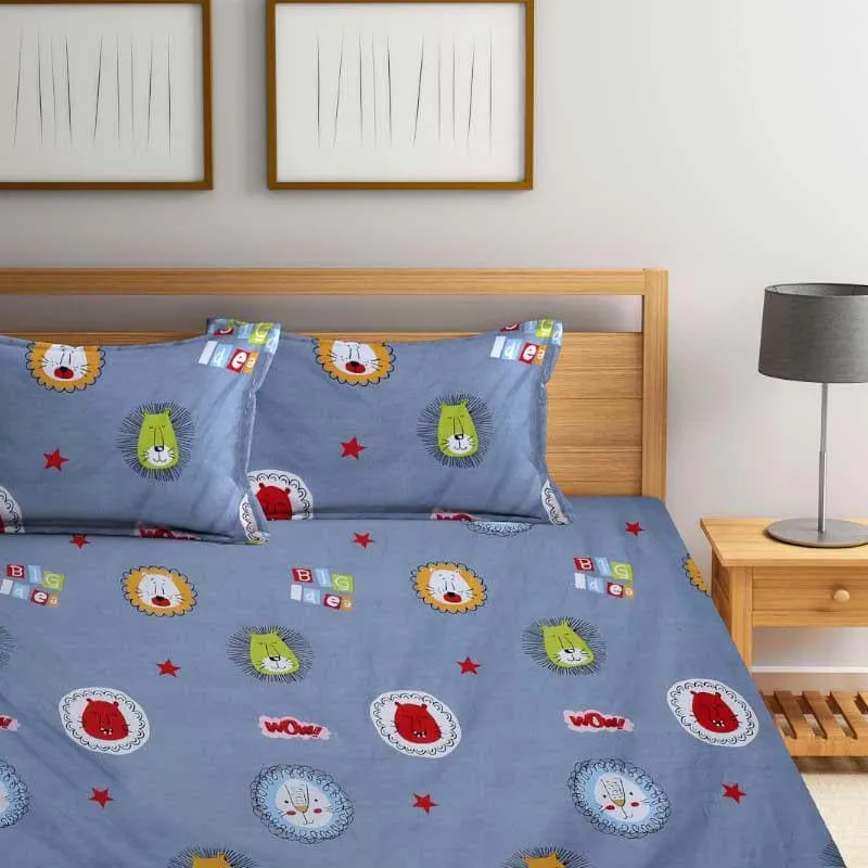 Lion Buddies Printed Microfiber Bedsheet - 130 GSM media 1